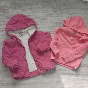 Carhartt JACKET & SWEATSHIRT BUNDLE 2t half zip pink sweatshirt & 3T Coat Jacket